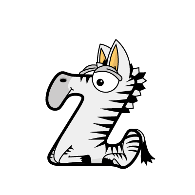 Cartoon zebra | Alphabetimals.com