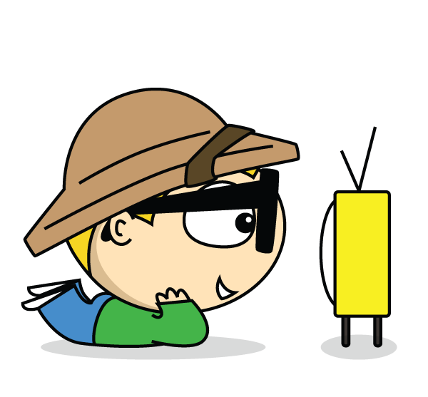 Cartoon boy watching TV - Alphabetimals