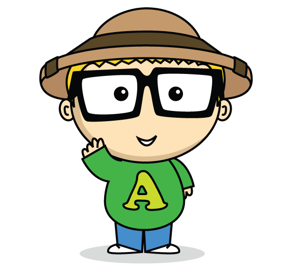 Cartoon boy waving - Alphabetimals