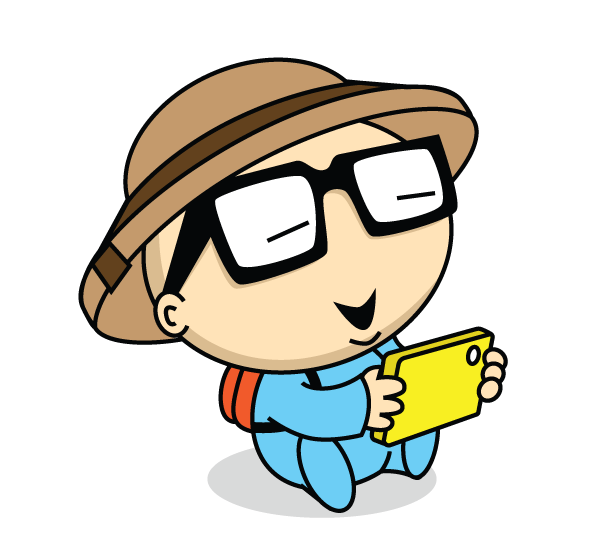 Cartoon boy on mobile phone - Alphabetimals