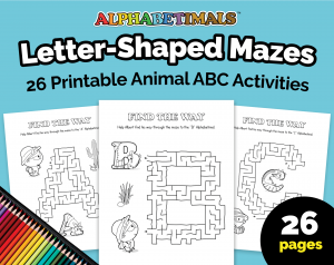 Alphabetimals Letter-Shaped Mazes Worksheets