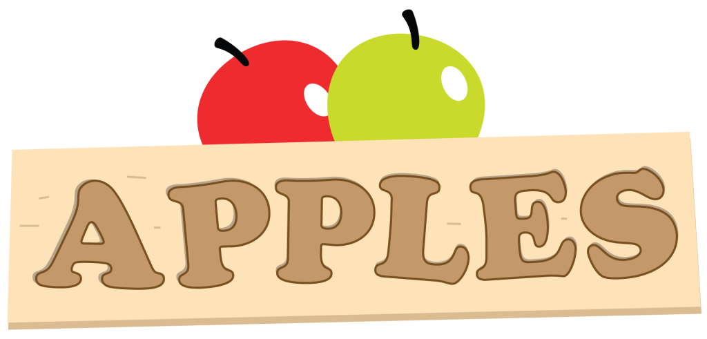 Alligator on an apples sign