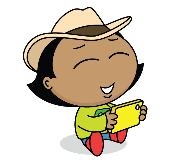 Cartoon boy on mobile phone - Alphabetimals